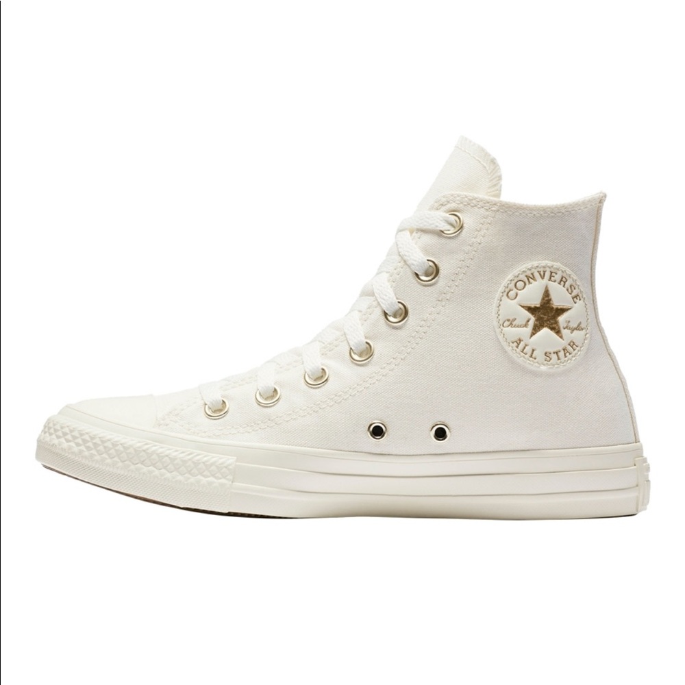 Converse High-Top Sneakers in Cream and Gold